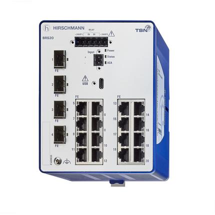 Produktfoto 1 von Hirschmann BOBCAT Ethernet-Switch, 20 x RJ45 / 1000 → 2500Mbit/s für DIN-Schienen, 12 → 24V dc