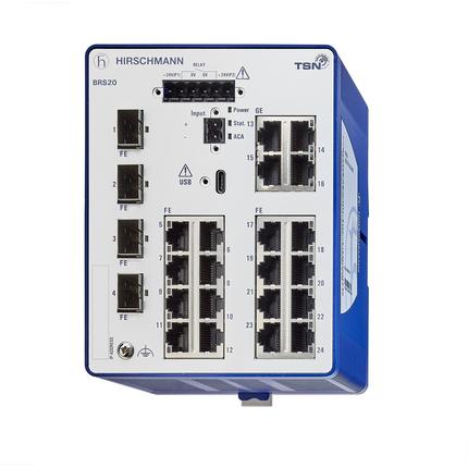 Produktfoto 1 von Hirschmann BOBCAT Ethernet-Switch, 24 x RJ45 / 1000 → 2500Mbit/s für DIN-Schienen, 12 → 24V dc