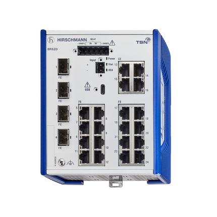 Produktfoto 1 von Hirschmann BOBCAT Ethernet-Switch, 24 x RJ45 / 1000 → 2500Mbit/s für DIN-Schienen, 12 → 24V dc