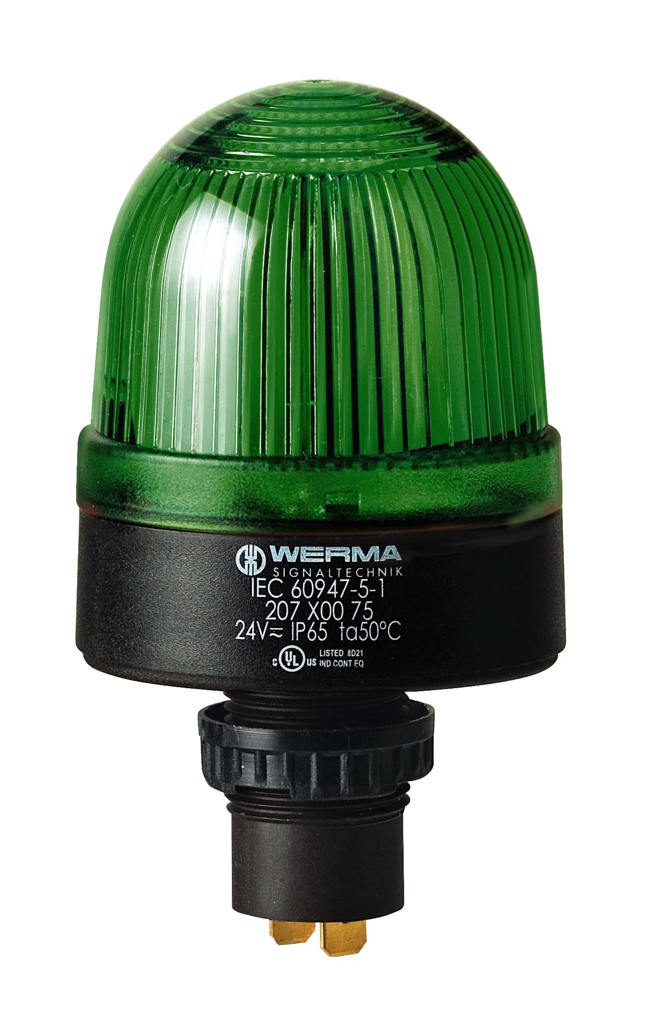 Produktfoto 1 von Werma 208, Xenon Blitz Signalleuchte Grün, 24 V