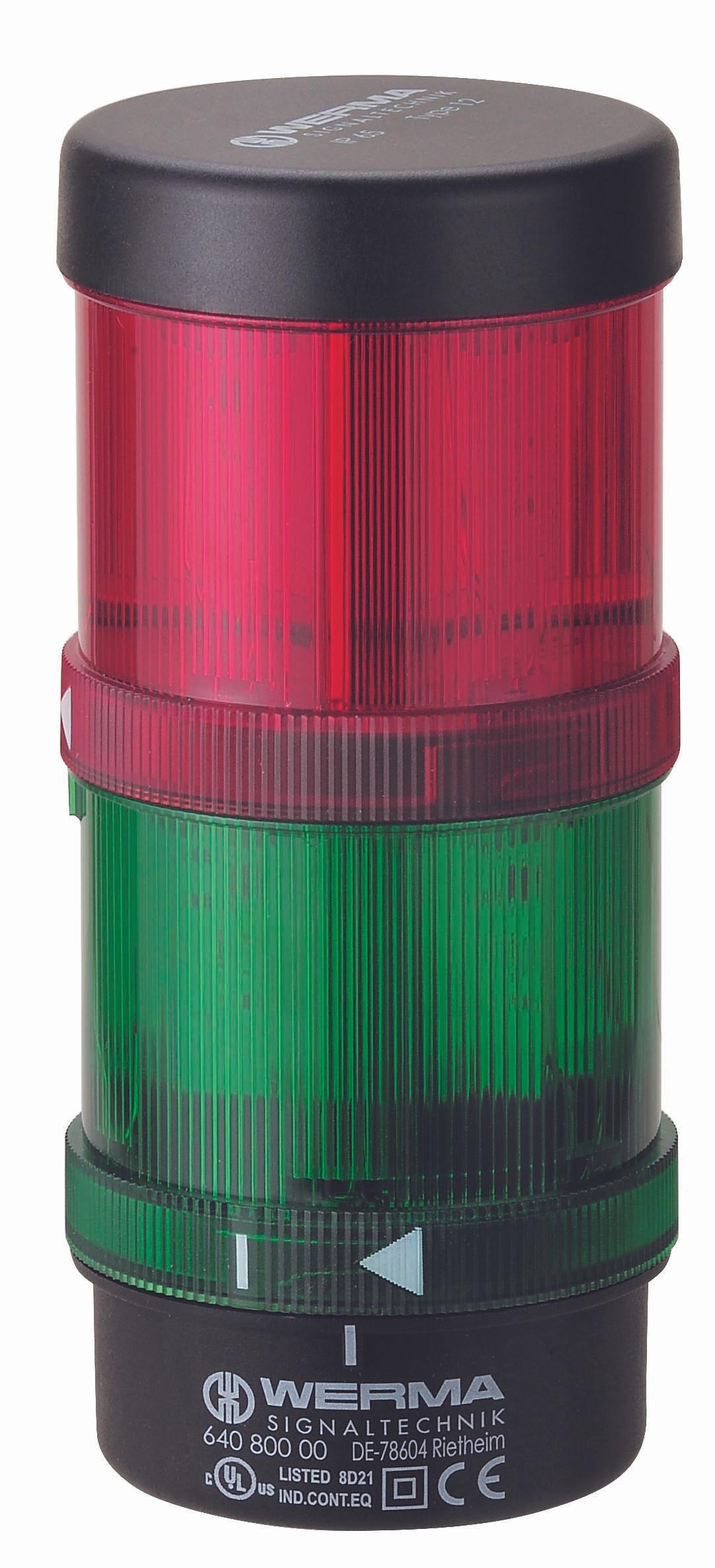 Produktfoto 1 von Werma KS71 Xenon Signalturm 2-stufig Linse Grün, Rot LED Rot/Grün