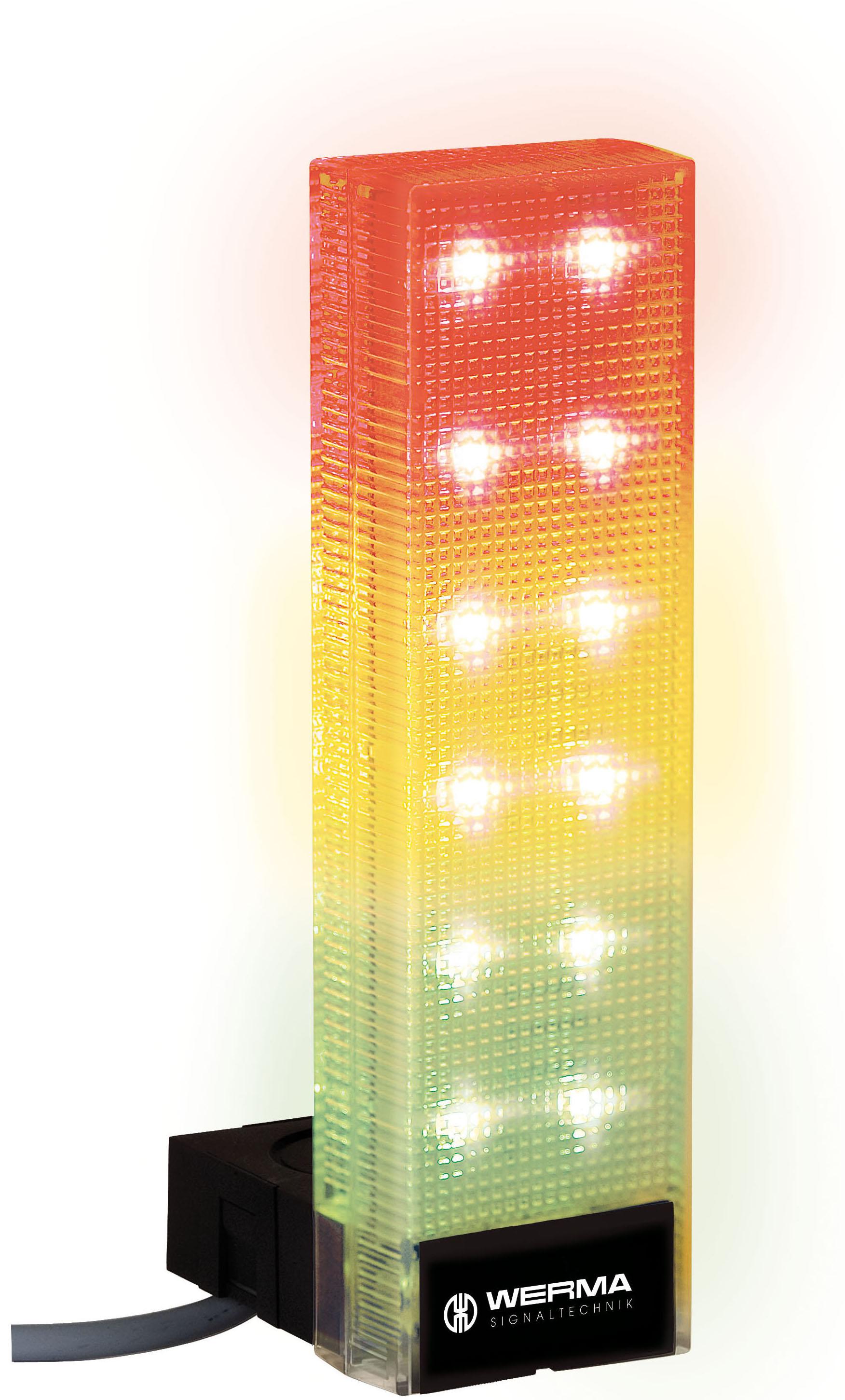 Produktfoto 1 von Werma VarioSIGN LED Signalturm 3-stufig Linse Grün, Rot, Gelb LED Rot/Gelb/Grün + Dauer 220mm