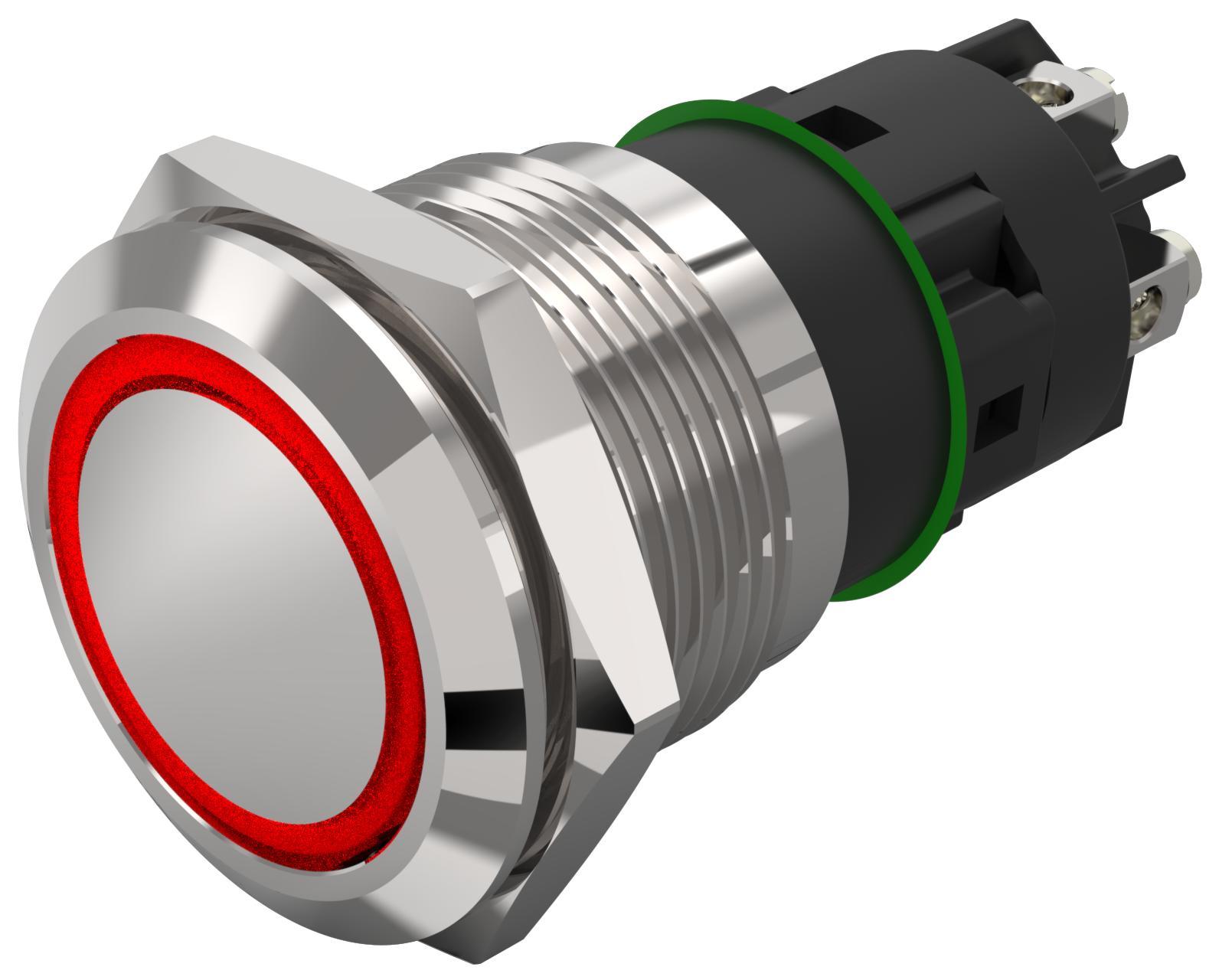 EAO 82 Beleuchteter Druckschalter Rot/Grün beleuchtet Rastend Tafelmontage, 1-poliger Umschalter 240V / 3A