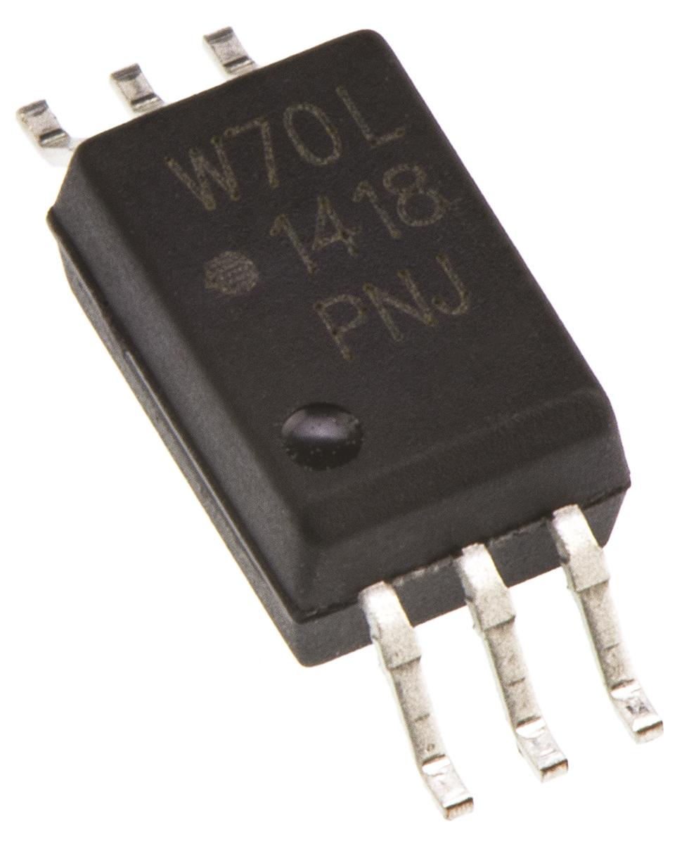 Produktfoto 1 von Broadcom SMD Optokoppler DC-In / Logikgatter-Out, 6-Pin SO, Isolation 5 kV eff