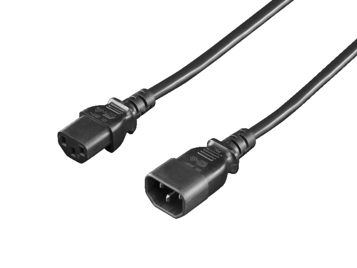 Produktfoto 1 von Rittal Netzkabel, A IEC C14, B IEC C13, 1.8m Schwarz, 230 V