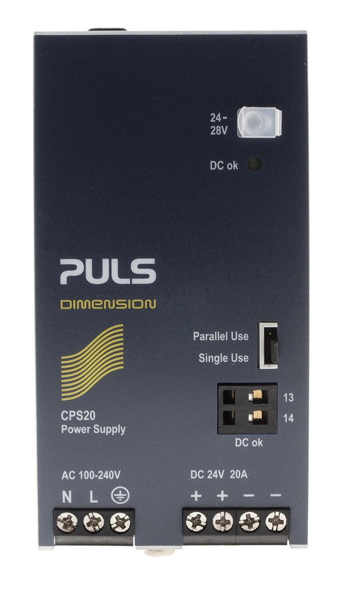 Produktfoto 1 von PULS DIMENSION C-Line DIN-Schienen Netzteil 480W, 100 → 240V ac, 24V dc / 20A