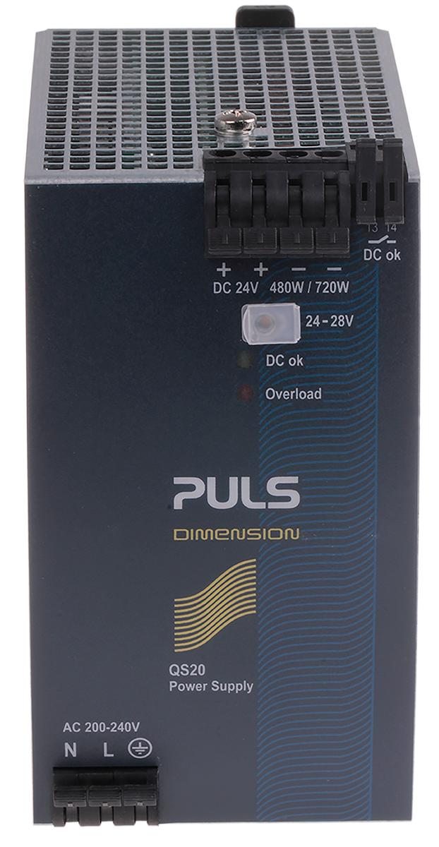 Produktfoto 1 von PULS DIMENSION Q DIN-Schienen Netzteil 480W, 200 → 240V ac, 24V dc / 20A