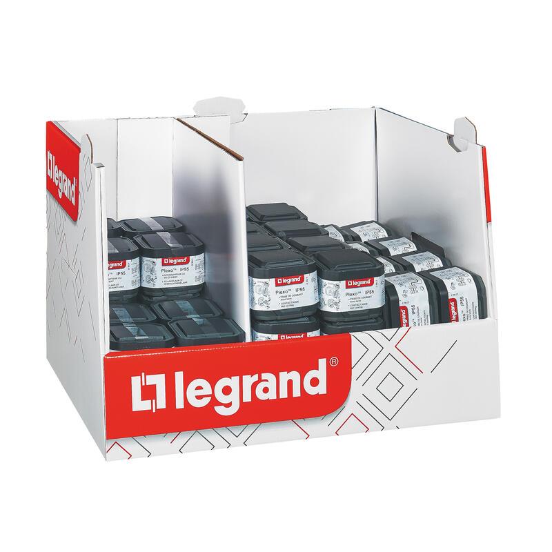 Legrand Lichtschalter, Wand-Montage Quadratischer Drucktastenbetätiger IP 55, 1-polig, 1 Wege 10A, 250V Grau