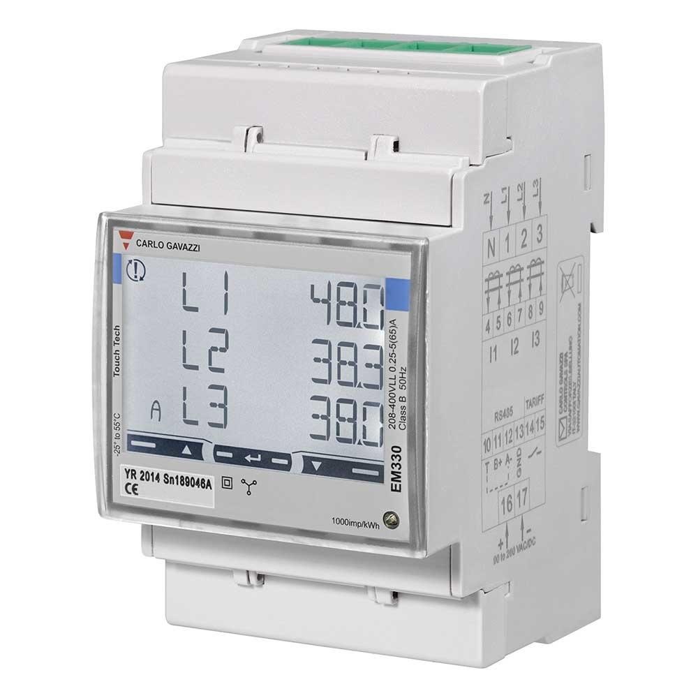 Produktfoto 1 von Carlo Gavazzi EM330 Energiemessgerät LCD 91mm x 54mm, 8-stellig / 3-phasig