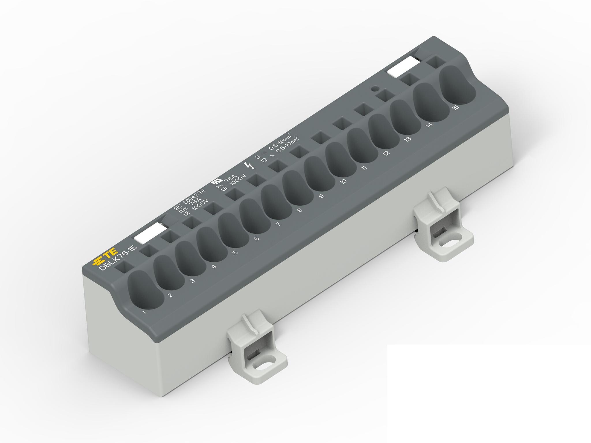 Produktfoto 1 von Entrelec Stecken Verteilerblock 15-polig , 16 → 4 AWG, 85A / 1 kV, 1.5 → 25mm², IP20