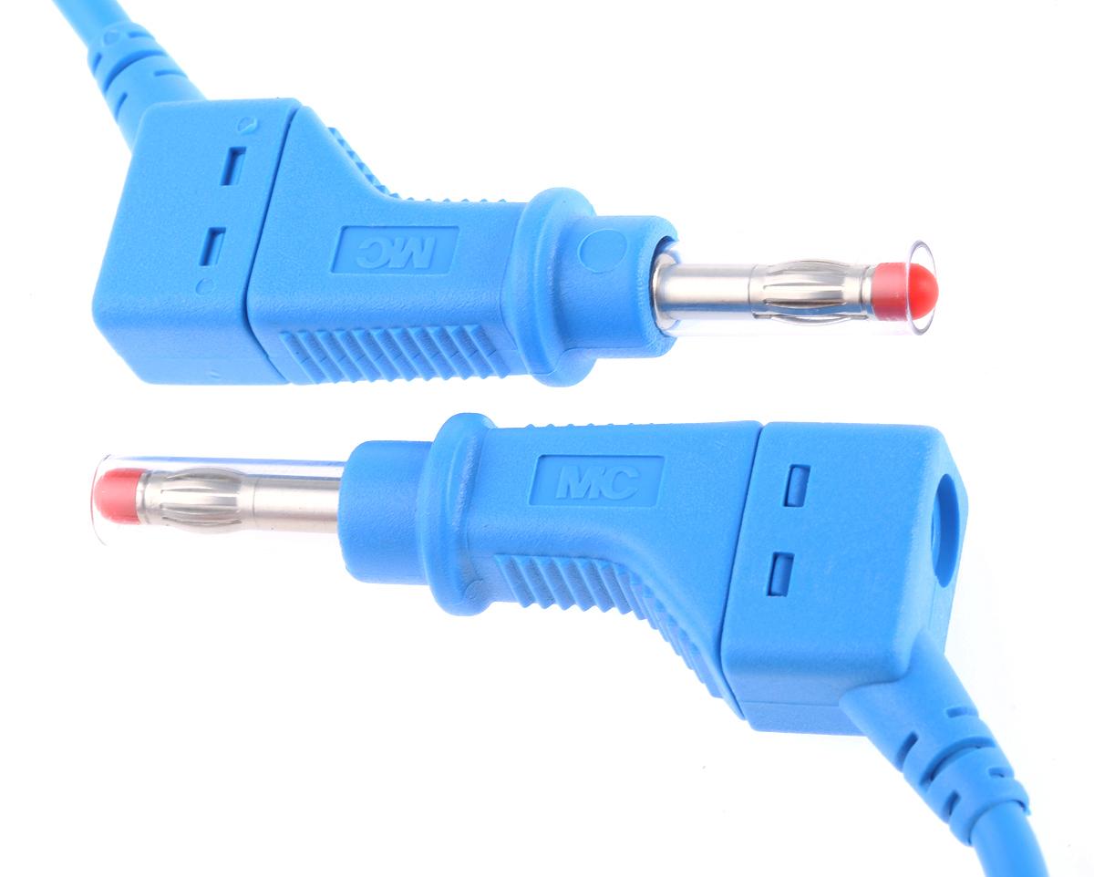 Produktfoto 1 von Staubli Messleitung 4mm Stecker / Stecker, Blau PVC-isoliert 2m, 600V / 32A CAT II 600V