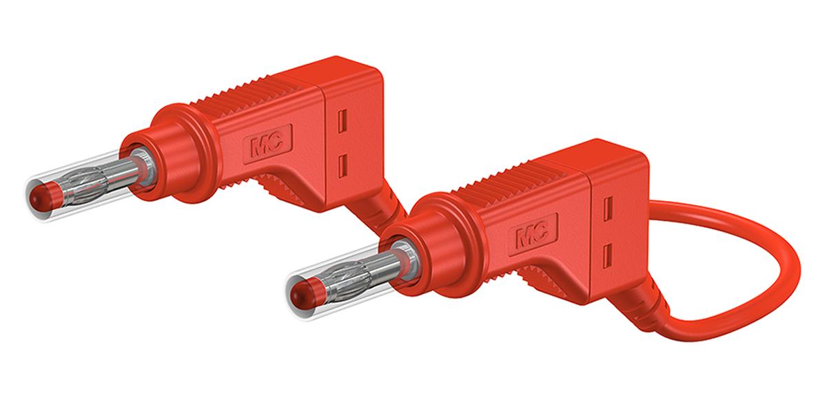 Produktfoto 1 von Staubli Messleitung 4mm Stecker / Stecker, Rot PVC-isoliert 500mm, 600V / 32A CAT II 600V