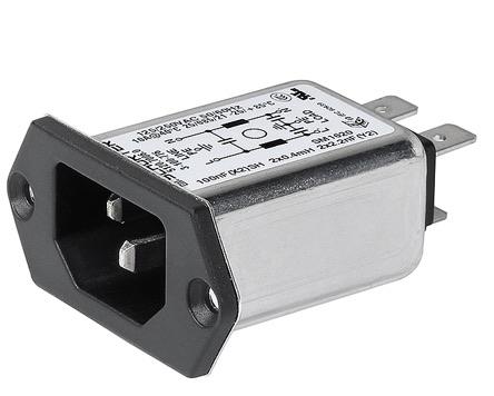 Produktfoto 1 von Schurter 2.2 nF, 100 nF IEC-Filterstecker Serie 5120, 250 V ac / 50 (IEC) Hz, 60 (UL/CSA) Hz 12 x 2 mH, 1A,