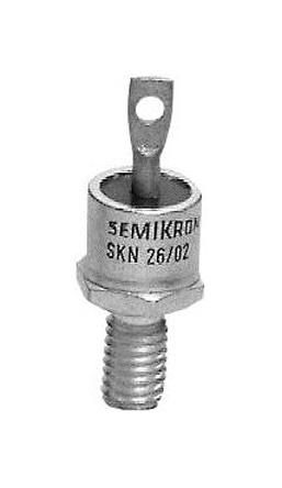 Produktfoto 1 von Semikron Schraub Diode Kathoden-Bolzen, 1200V / 25A, 2-Pin DO-203AA