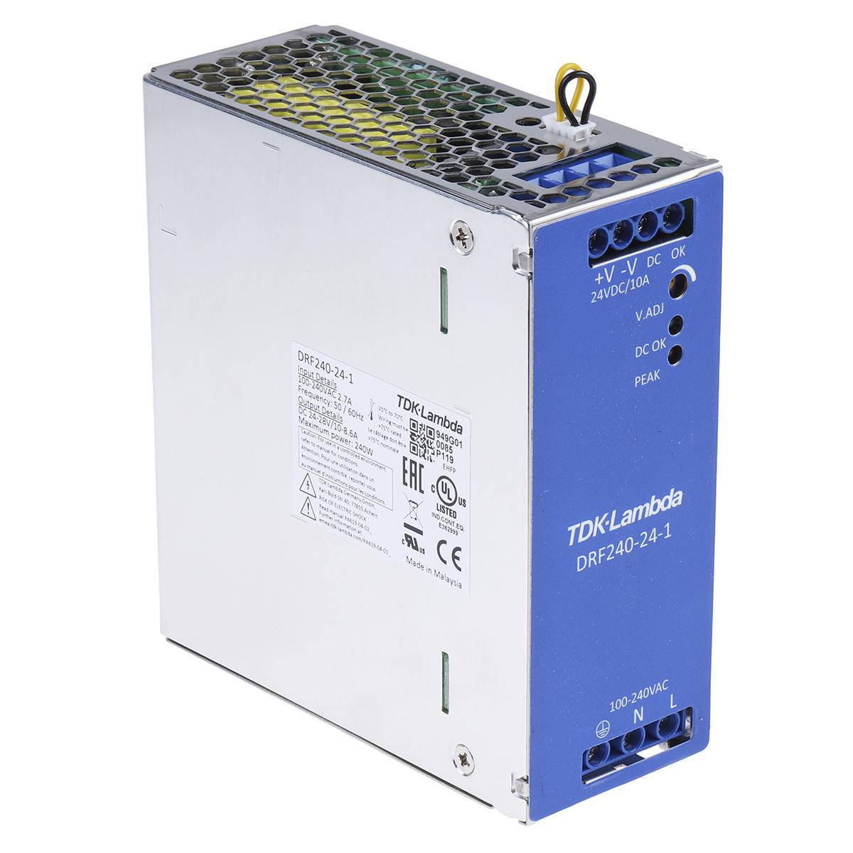 Produktfoto 1 von Lambda DRF DIN-Schienen Netzteil 240W, 85 → 264V ac, 24V dc / 10A