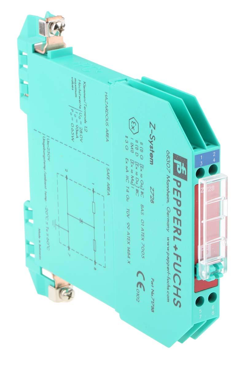 Produktfoto 1 von Pepperl + Fuchs Zenerbarriere 1-kanalig 26.9V dc ATEX 93mA max. 250V Zenerbarriere