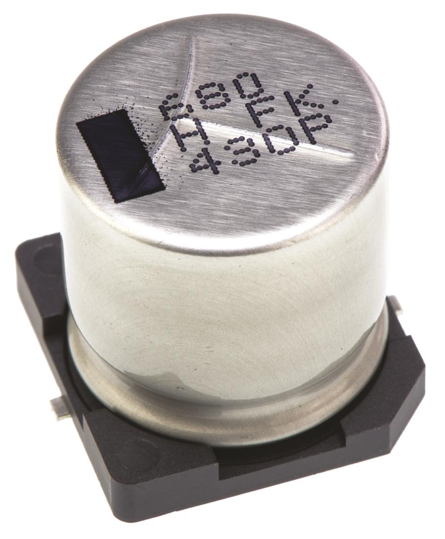 Produktfoto 1 von Panasonic , SMD Aluminium-Elektrolyt Kondensator 680μF ±20% / 50V dc, Ø 16mm x 16.5mm, bis 105°C