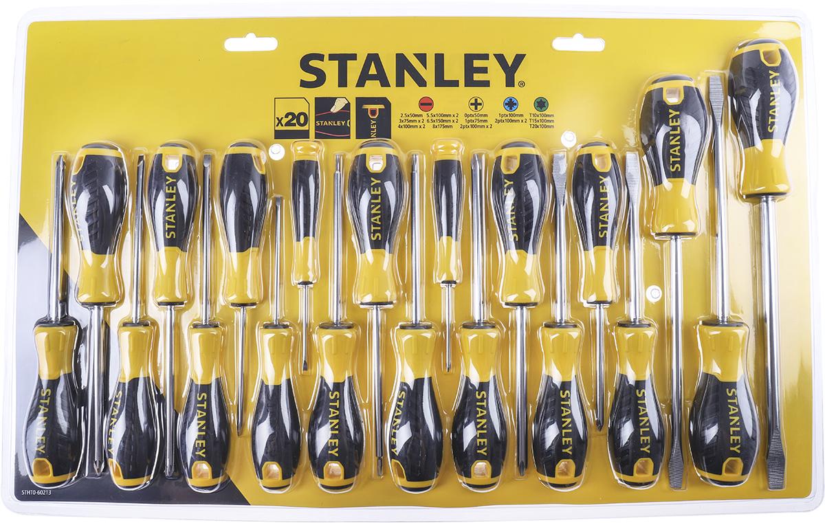 Stanley Standard-Schraubendrehersatz, 20-teilig Kreuzschlitz, Pozidriv, Schlitz, Torx