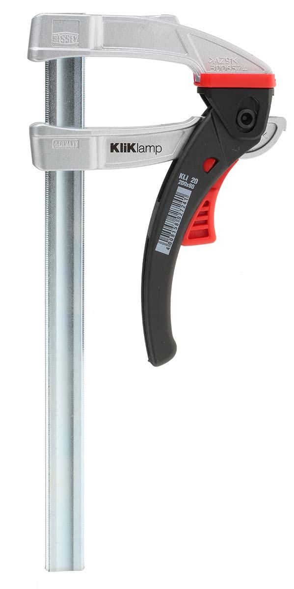 Produktfoto 1 von Bessey Spannzwinge, KLI KliKlamp Hebelzwinge → 1.2kN, 80mm x 200mm, 320g