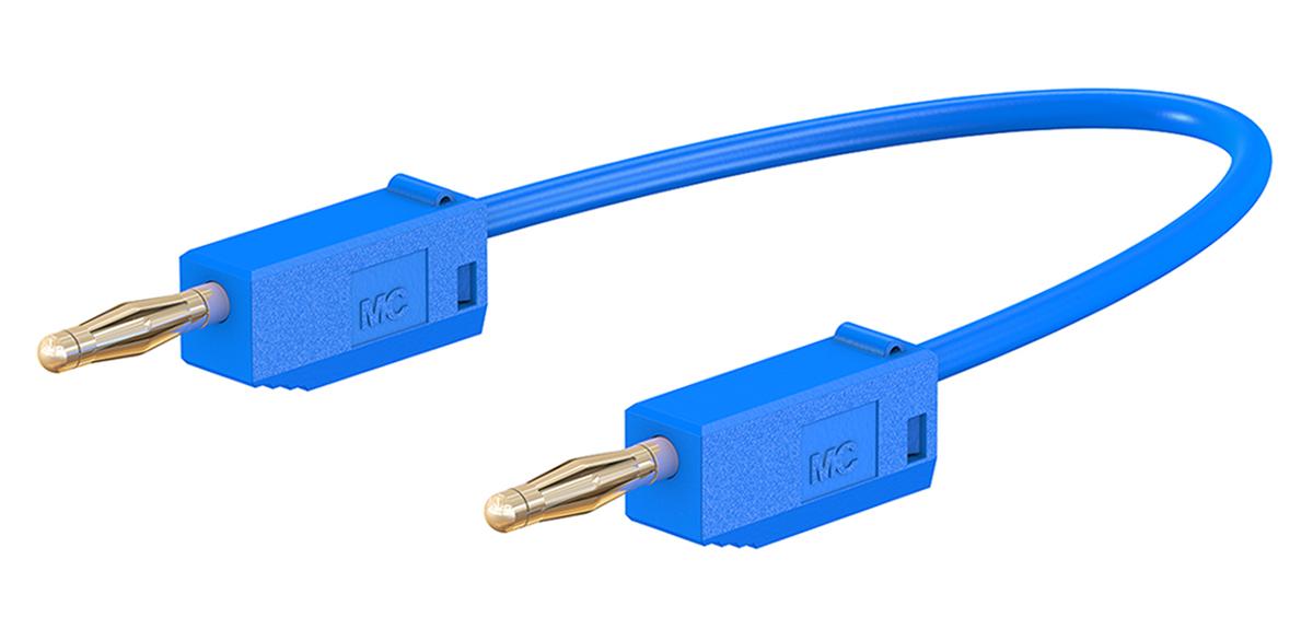 Produktfoto 1 von Staubli Messleitung 2 mm Stecker / Stecker, Blau PVC-isoliert 300mm, 30 V ac, 60V dc / 10A CAT II