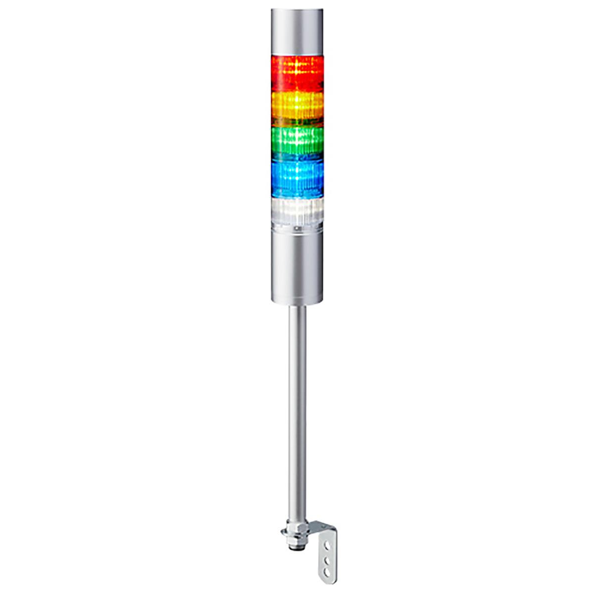 Patlite LR6 LED Signalturm 5-stufig mehrfarbig LED Rot/Gelb/Grün/Blau/Transparent + Summer Blitz, Dauer 618.5mm