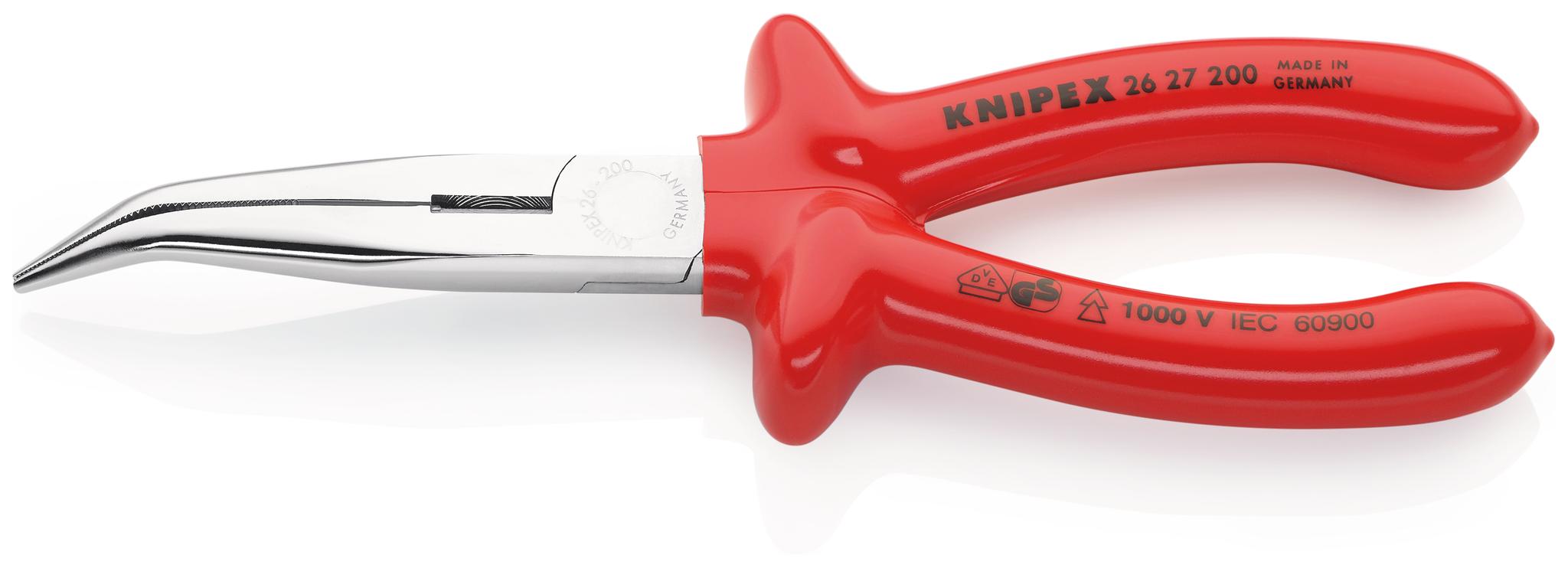 Produktfoto 1 von Knipex Spitzzange / Backen 73mm, gebogen Schneidkraft → Harter Draht: 2,2 mm, mittelharter Draht: 3,2 mm 200 mm VDE