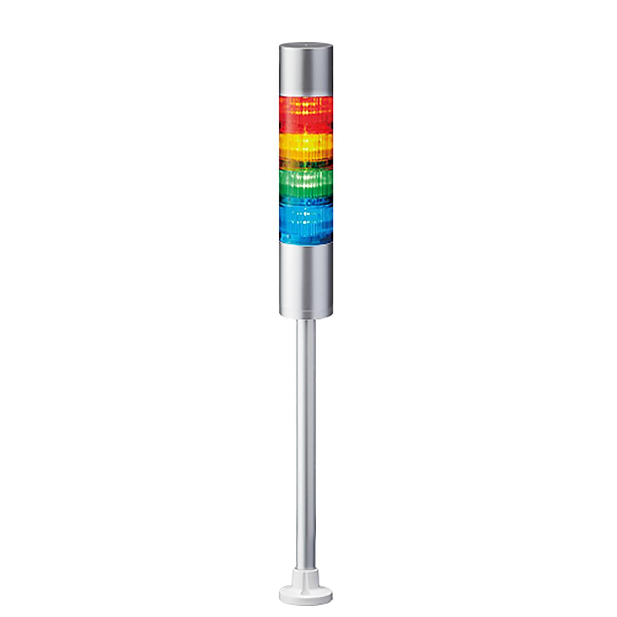 Produktfoto 1 von Patlite LR6 LED Signalturm bis 4-stufig mehrfarbig LED Rot/Gelb/Grün/Blau + Summer Blitz, Dauer 583.5mm Multifunktion