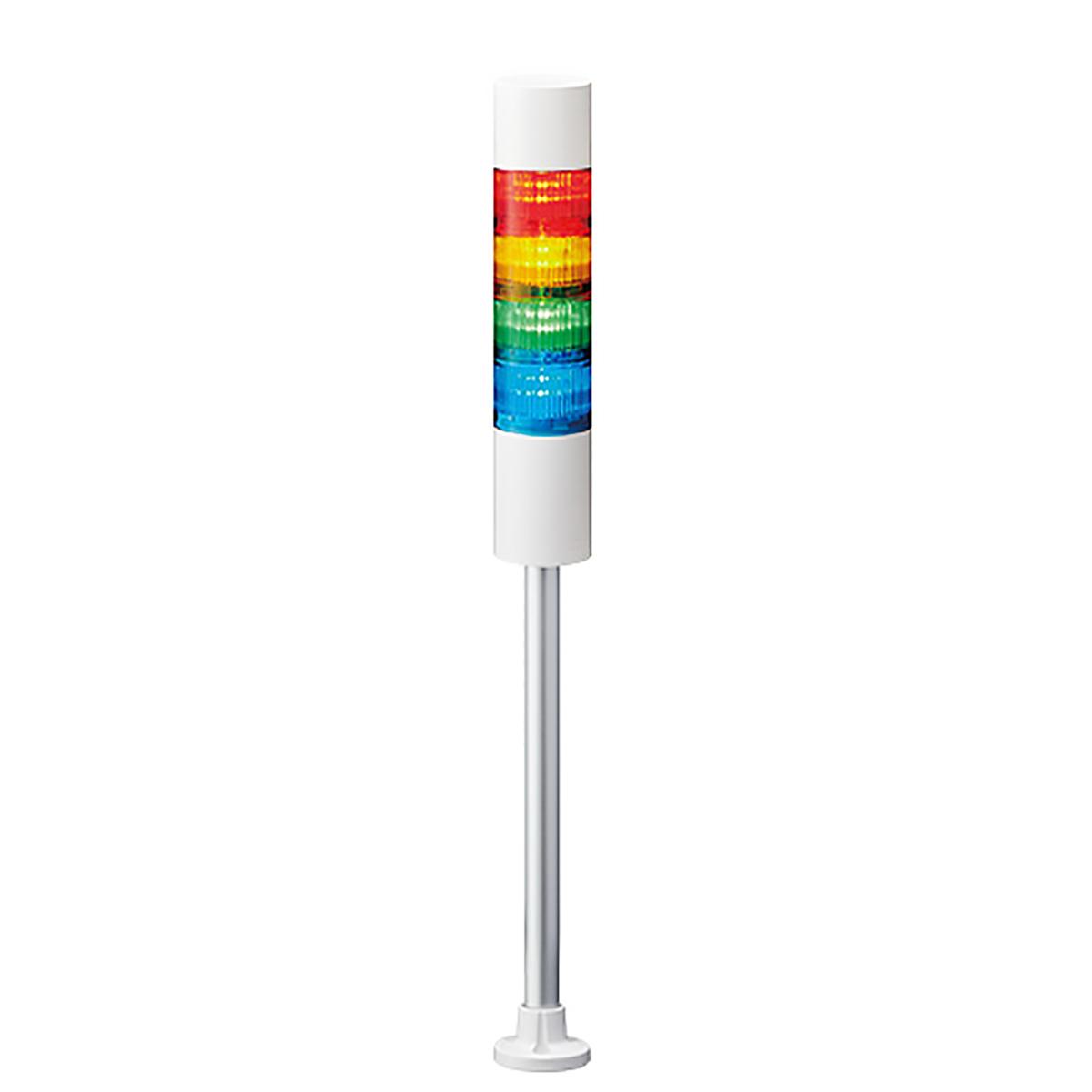 Produktfoto 1 von Patlite LR6 LED Signalturm bis 4-stufig mehrfarbig LED Rot/Gelb/Grün/Blau + Summer Blitz, Dauer 583.5mm Multifunktion