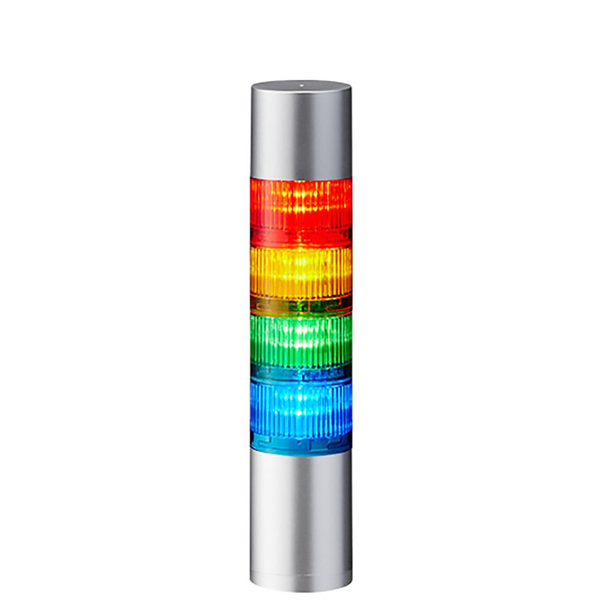 Produktfoto 1 von Patlite LR6 LED Signalturm bis 4-stufig mehrfarbig LED Rot/Gelb/Grün/Blau + Summer Blitz, Dauer 293.5mm Multifunktion