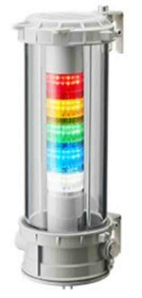 Produktfoto 1 von Patlite ST-PA LED Signalturm 5-stufig mehrfarbig LED Rot/Gelb/Grün/Blau/Transparent + Blitz, Dauer 430mm Multifunktion