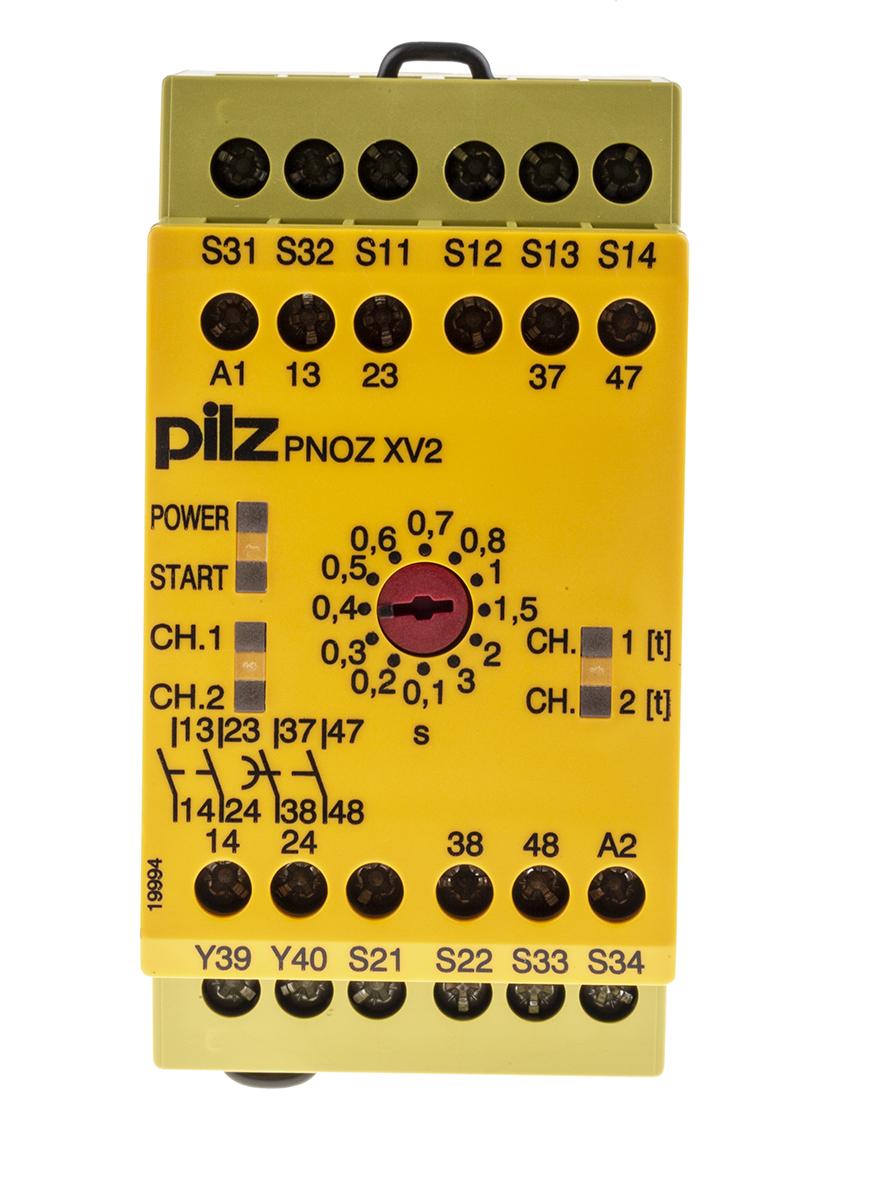 Pilz PNOZ XV2 Sicherheitsrelais, 24V dc, 2-Kanal, 2 Sicherheitskontakte Not-Aus, Sicherheitsschalter/Verriegelung, 2