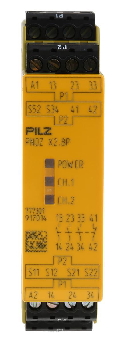 Produktfoto 1 von Pilz PNOZ X2.8P Sicherheitsrelais, 24V ac/dc, 2-Kanal, 3 Sicherheitskontakte Not-Aus, Lichtstrahl/Vorhang,