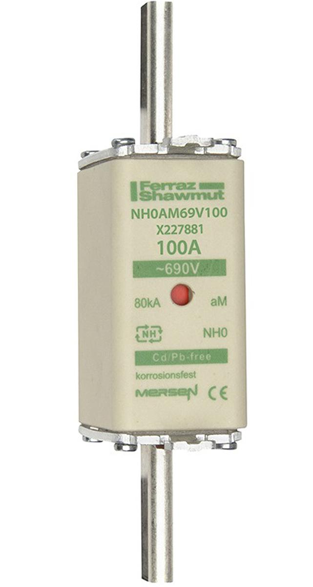 Mersen NH-Sicherung NH0, 690V ac / 100A, aM DIN 43-620, IEC EN 60269, VDE 0636