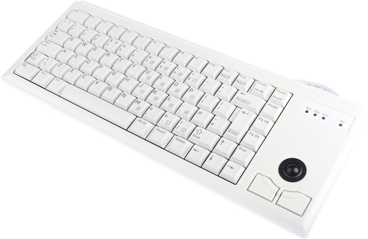 Produktfoto 1 von CHERRY Trackball-Tastatur QWERTY (GB) Kabelgebunden Grau PS/2 Kompakt, 370 x 139 x 19.6mm