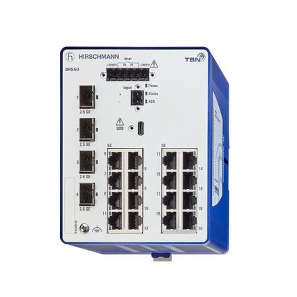 Produktfoto 1 von Hirschmann BOBCAT Ethernet-Switch, 20 x RJ45 / 1000 → 2500Mbit/s für DIN-Schienen, 12 → 24V dc