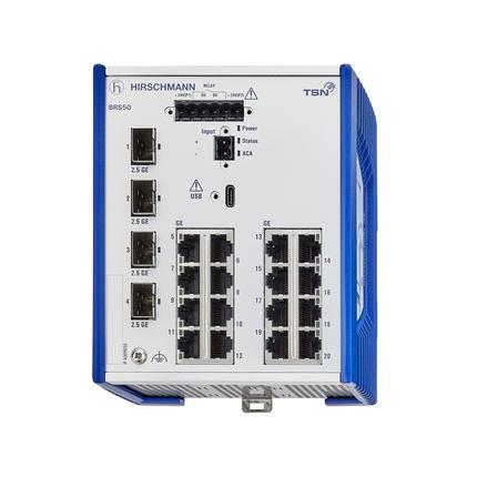 Produktfoto 1 von Hirschmann BOBCAT Ethernet-Switch, 20 x RJ45 / 1000 → 2500Mbit/s für DIN-Schienen, 12 → 24V dc