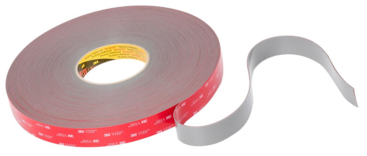 Produktfoto 1 von 3M GPH-160GF Schaumstoff Klebeband doppelseitig, Grau, Stärke 1.6mm, 12mm x 33m, 34 N/cm