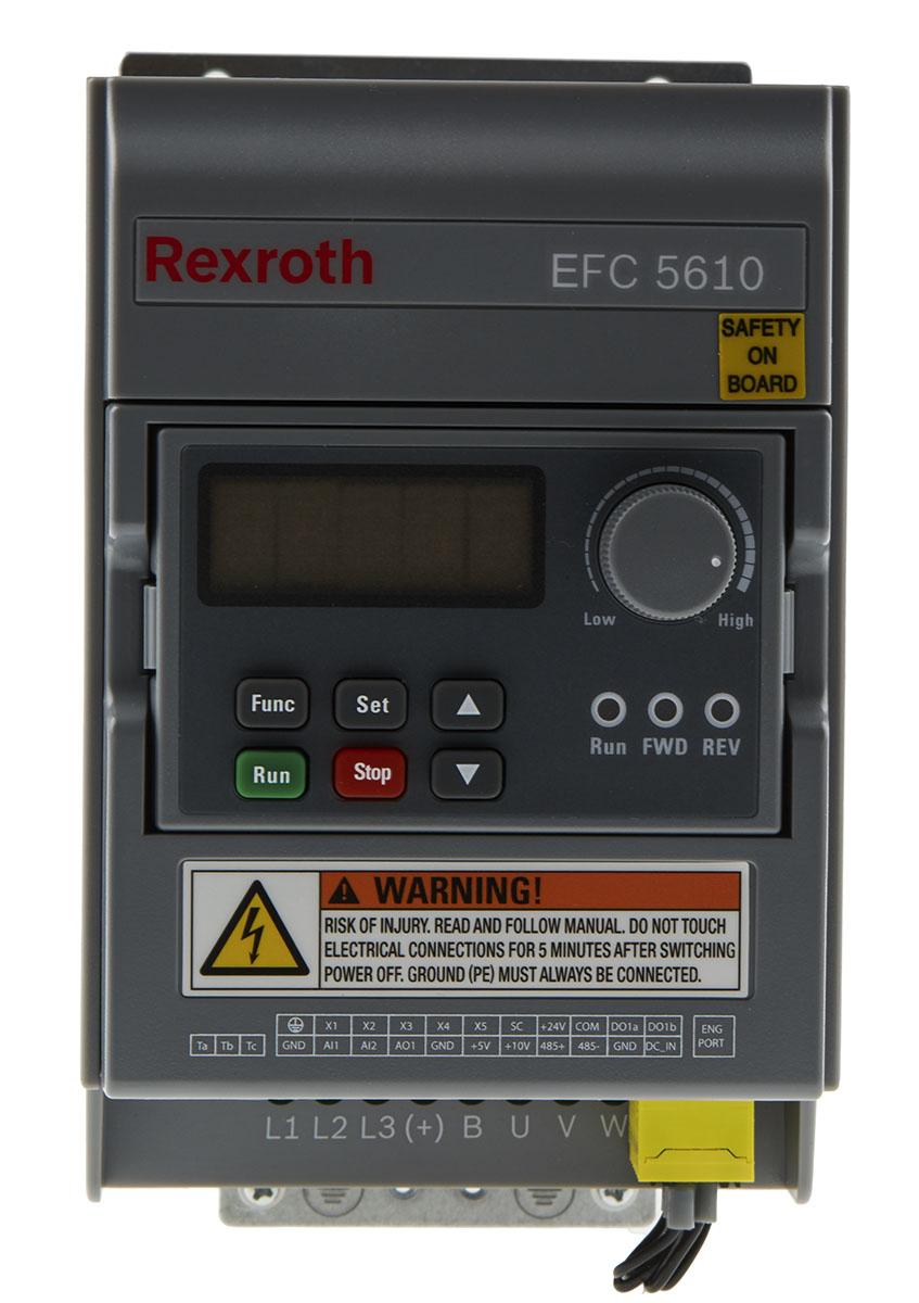 Produktfoto 1 von Bosch Rexroth EFC 5610, 1-Phasen Frequenzumrichter 0,75 kW, 230 V ac / 4,1 A 0 → 400Hz für Wechselstrommotor