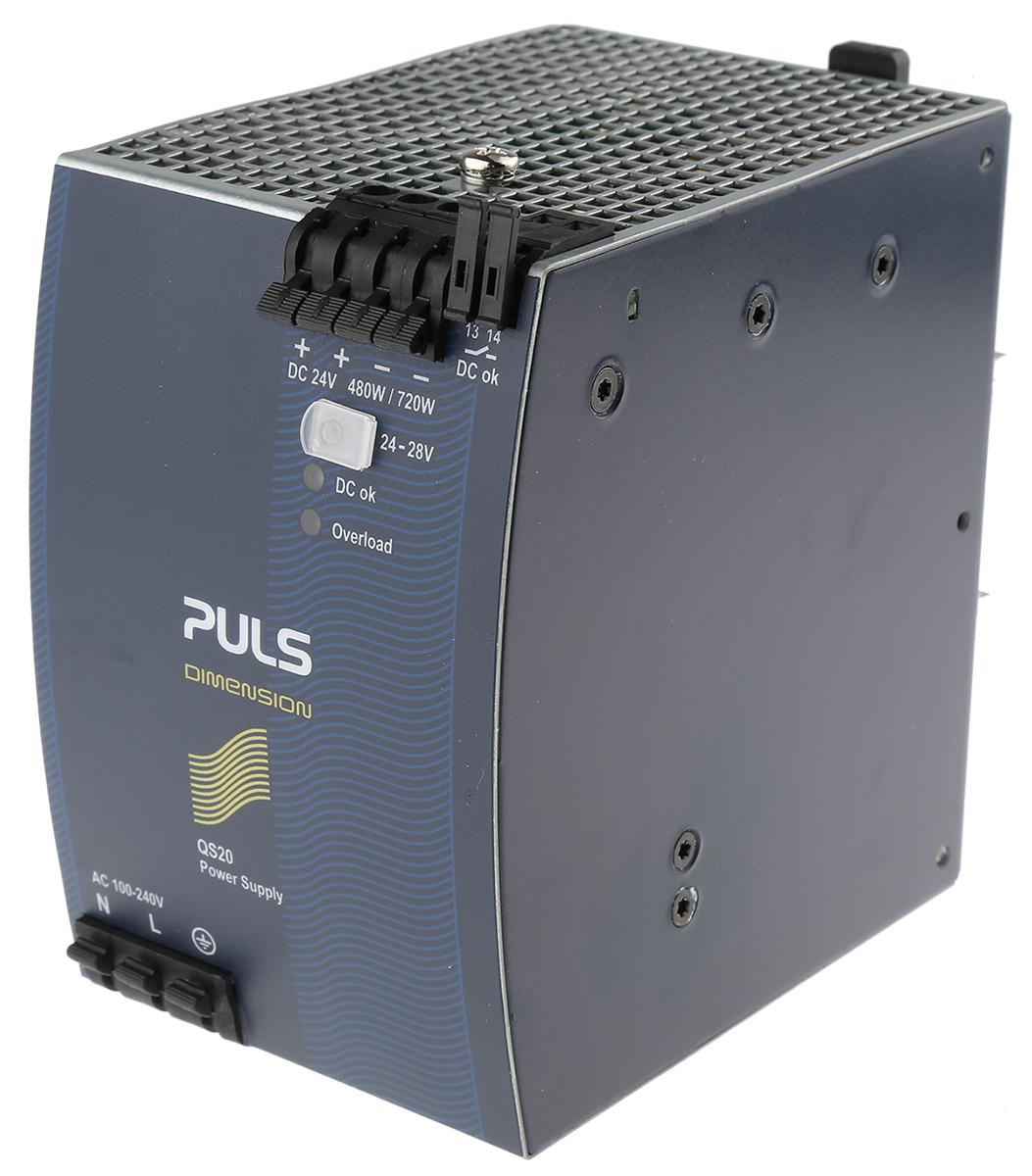 PULS DIMENSION Q Switch-Mode DIN-Schienen Netzteil 480W, 100 → 240V ac, 24V dc / 20A