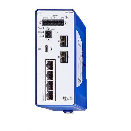 Produktfoto 1 von Hirschmann BOBCAT Ethernet-Switch, 6 x RJ45 / 1000 → 2500Mbit/s für DIN-Schienen, 12 → 24V dc