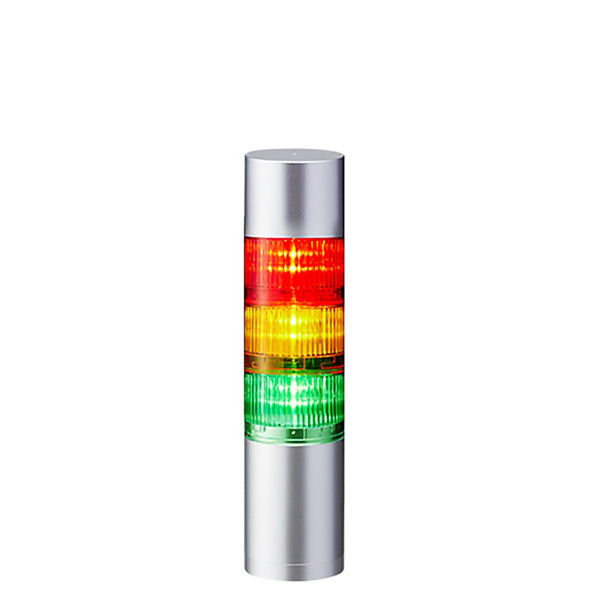 Patlite LR6 LED Signalturm 3-stufig mehrfarbig LED Rot/Gelb/Grün + Summer Blitz, Dauer 253.5mm Multifunktion