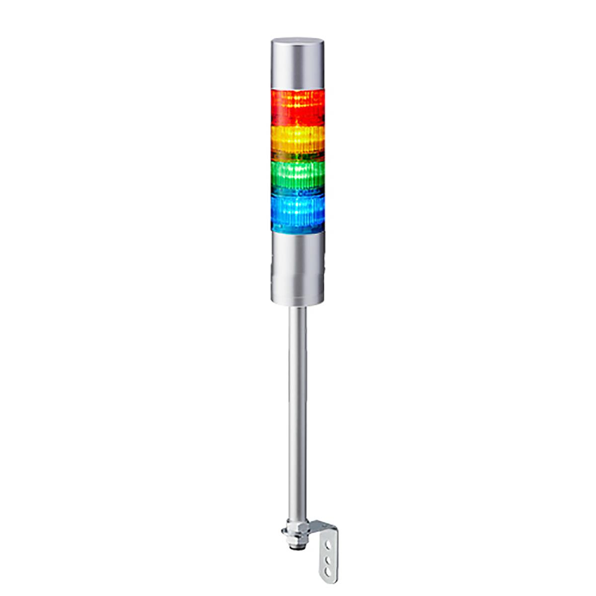 Patlite LR6 LED Signalturm bis 4-stufig mehrfarbig LED Rot/Gelb/Grün/Blau + Summer Blitz, Dauer 578.5mm Multifunktion