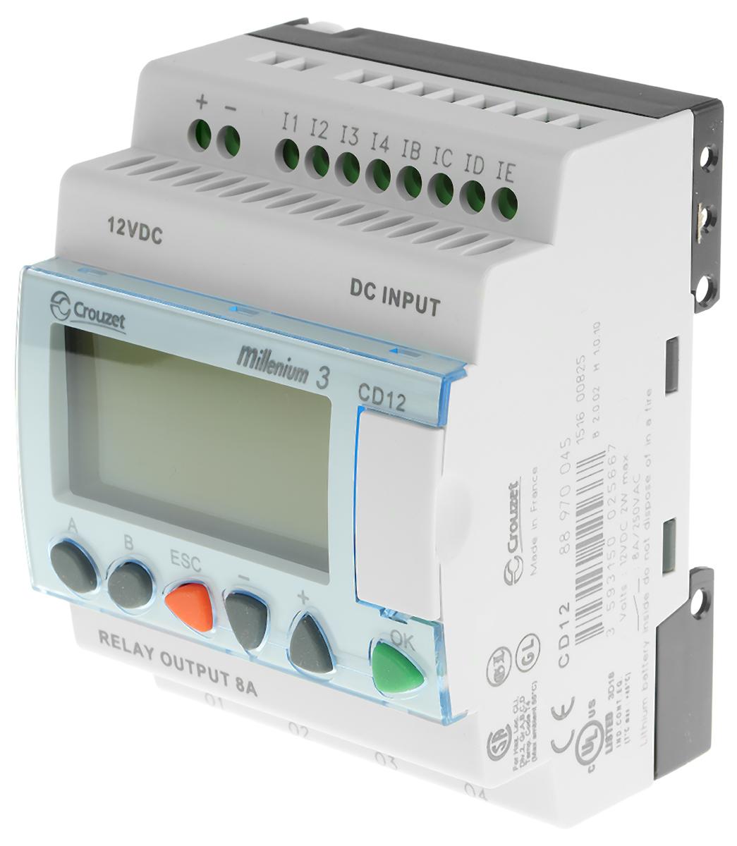 Produktfoto 1 von Crouzet Millenium 3 Logikmodul, 8 Eing. Relais Ausg.Typ Analog, digital Eing.Typ 12 V dc