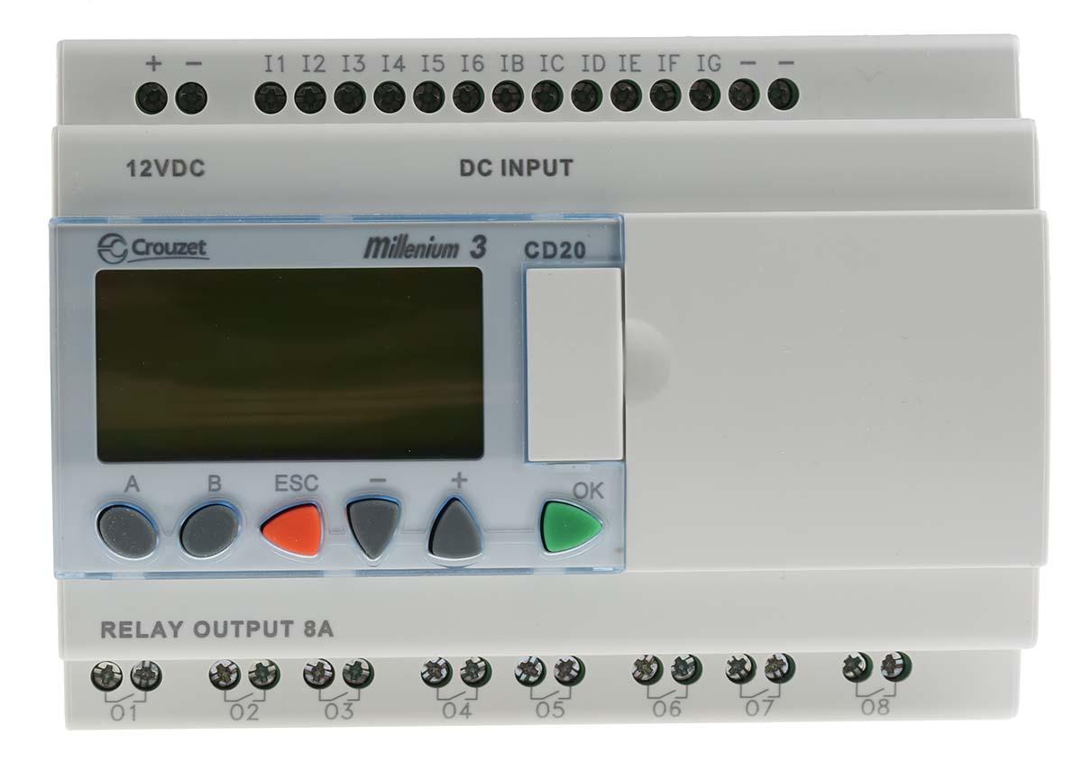 Produktfoto 1 von Crouzet Millenium 3 Logikmodul, 12 Eing. Relais Ausg.Typ Analog, digital Eing.Typ 12 V dc