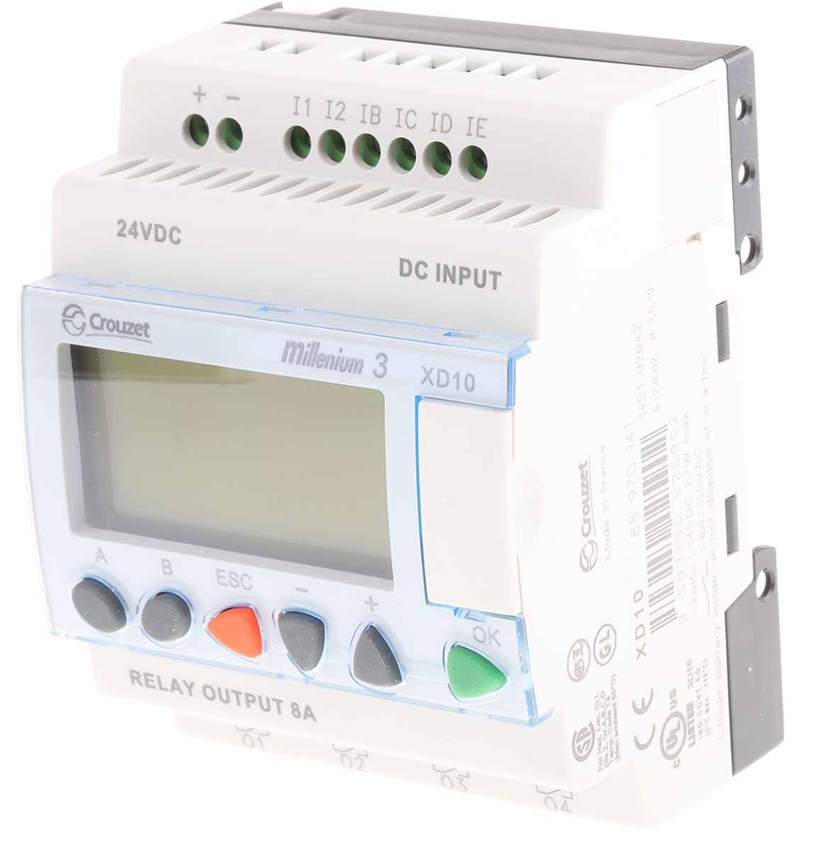 Crouzet Millenium 3 Logikmodul, 6 Eing. Relais Ausg.Typ Analog, digital Eing.Typ 24 V dc