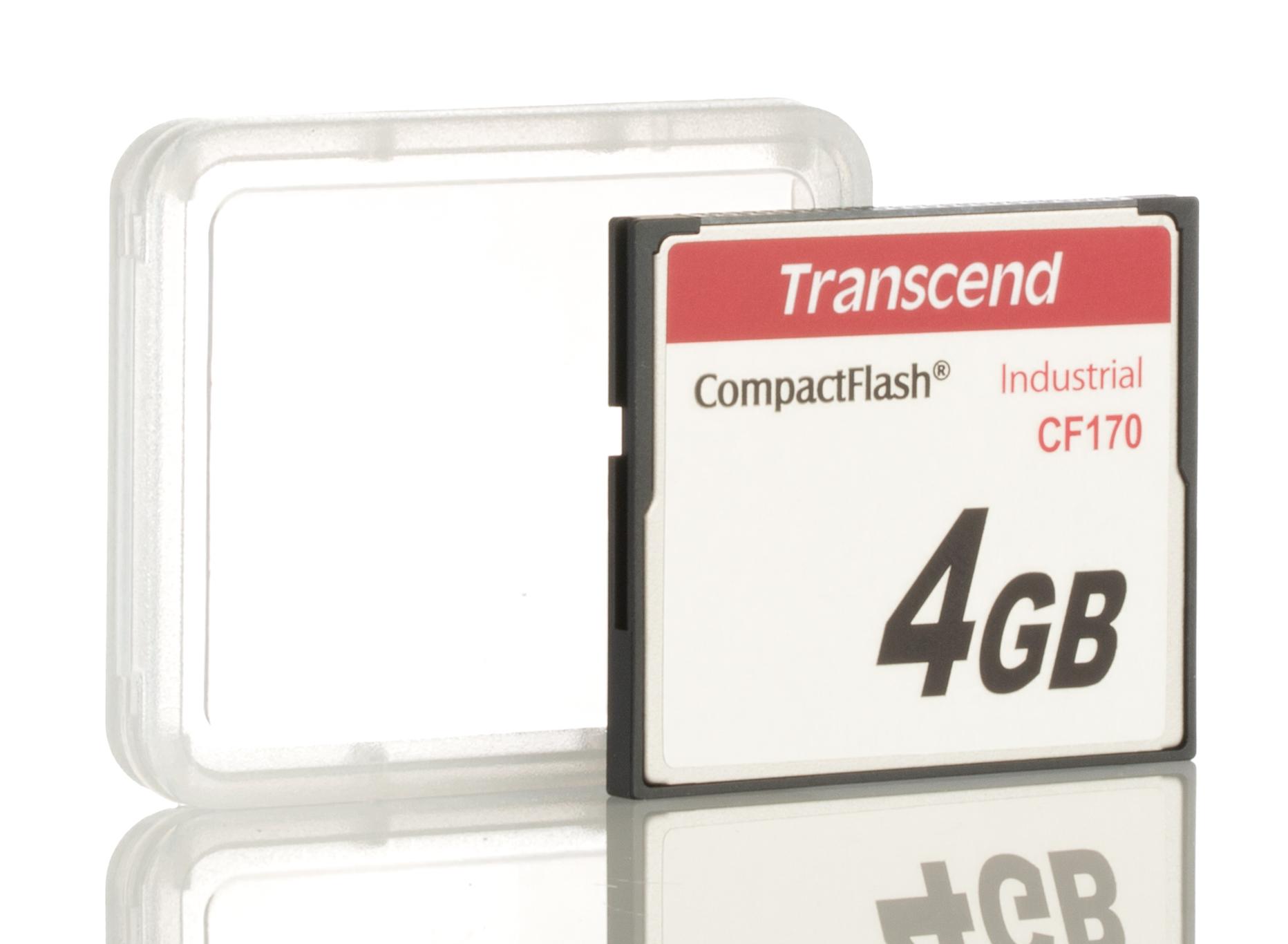 Produktfoto 1 von Transcend CF170 Speicherkarte, 4 GB Industrieausführung, CompactFlash, MLC