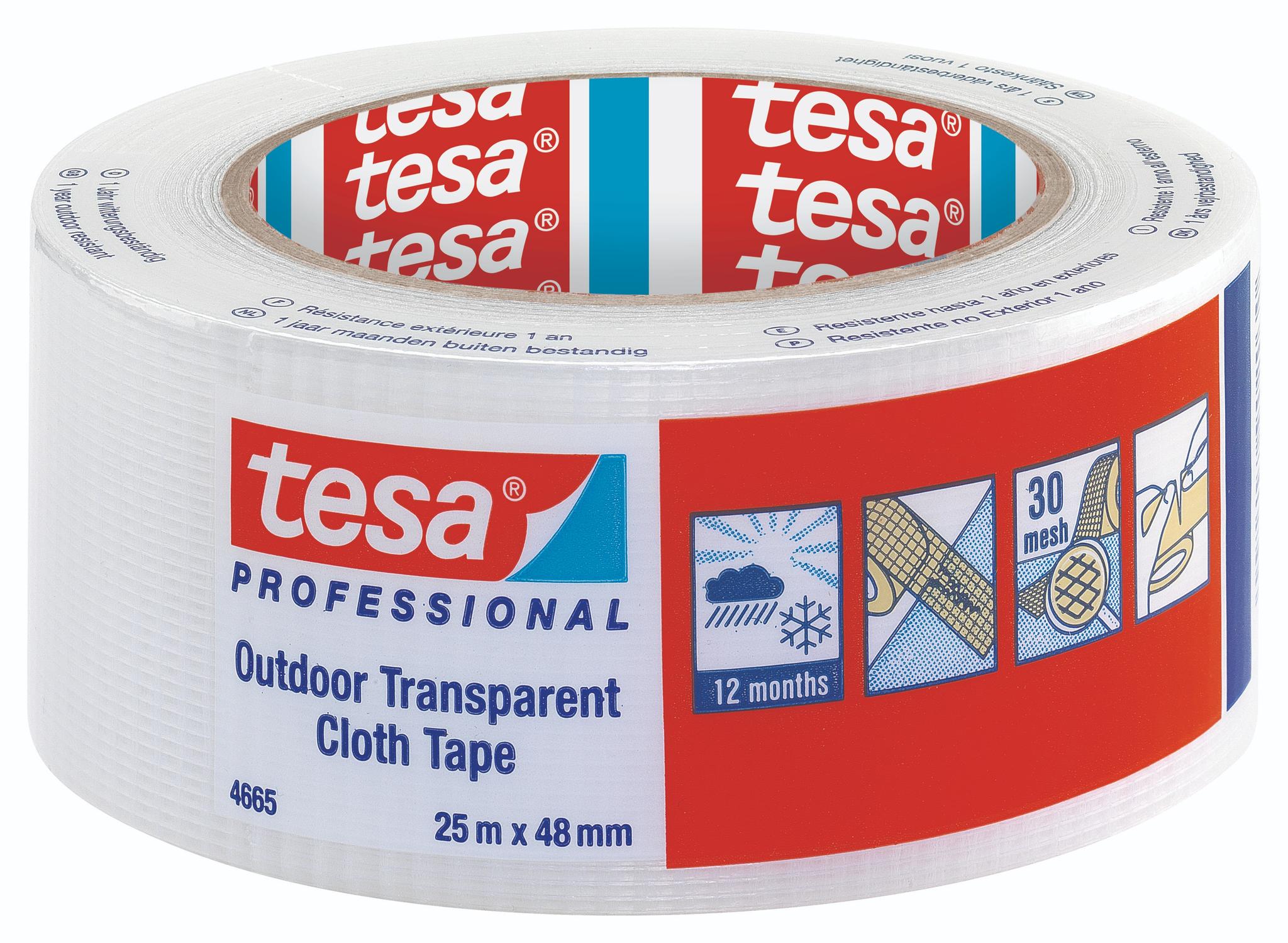 Produktfoto 1 von Tesa 4665 Gewebeband, PE-Klebeband transparent, 0.215mm x 48mm x 25m