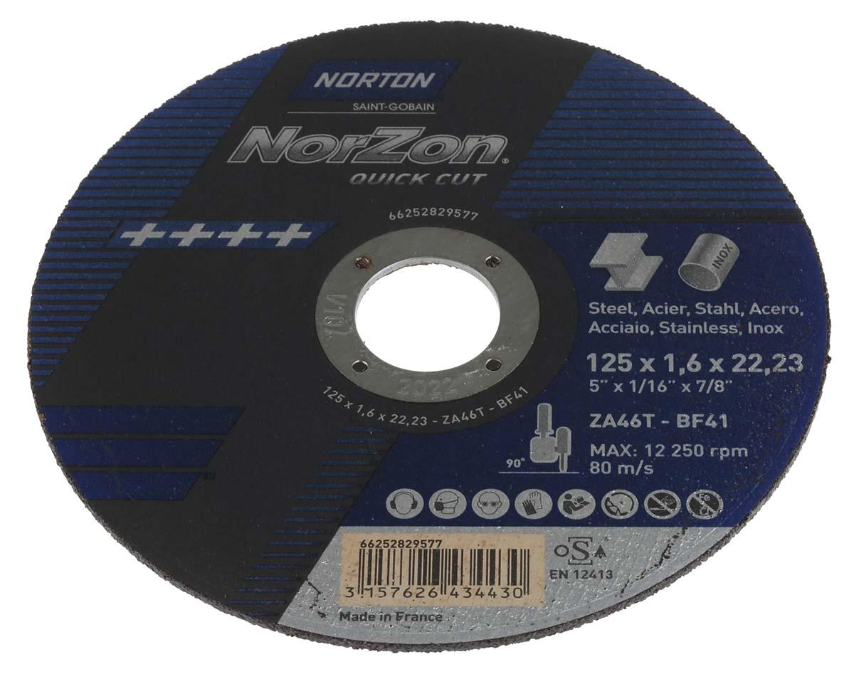 Produktfoto 1 von Norton Zirkonium Schleifscheibe Ø 125mm / Stärke 1.6mm, Korngröße P46