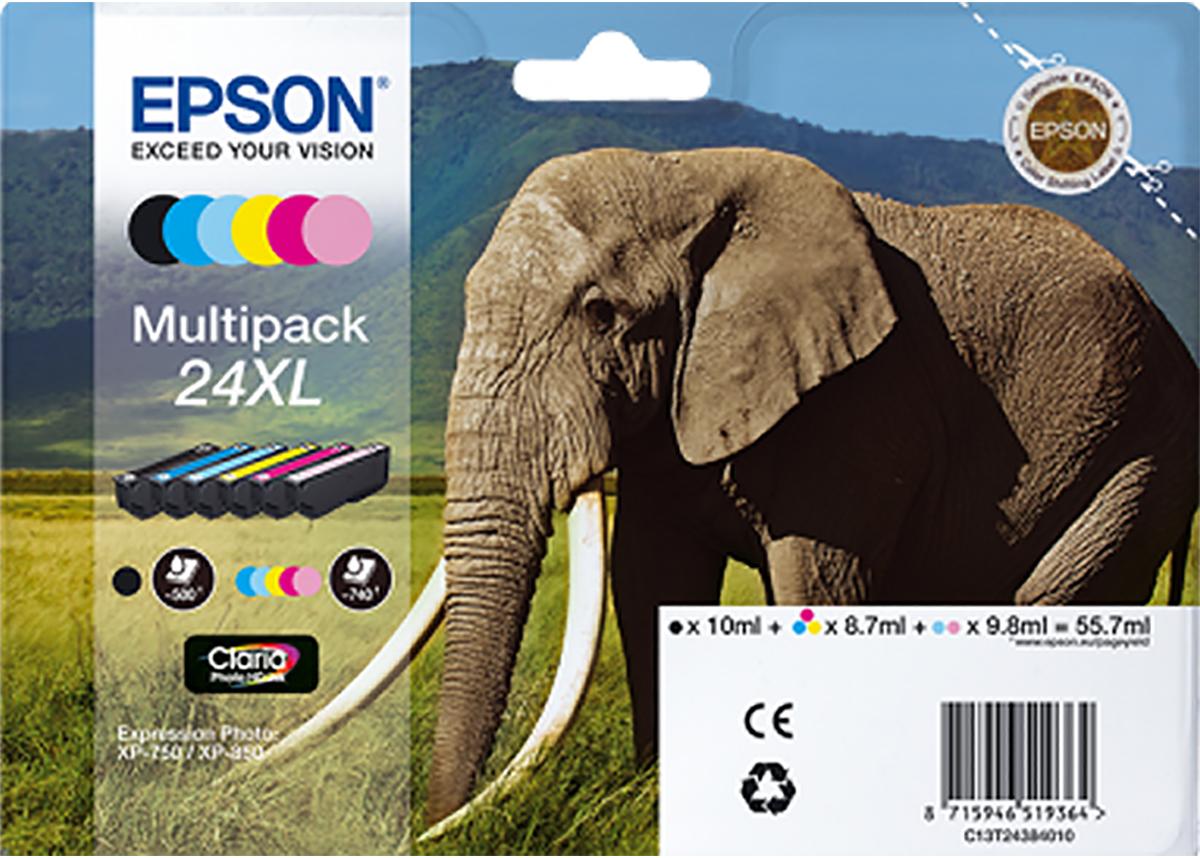 Epson 24XL Druckerpatrone für Epson Patrone Schwarz, Cyanblau, hell Cyanblau, hell Purpurrot, Purpurrot, Gelb 6