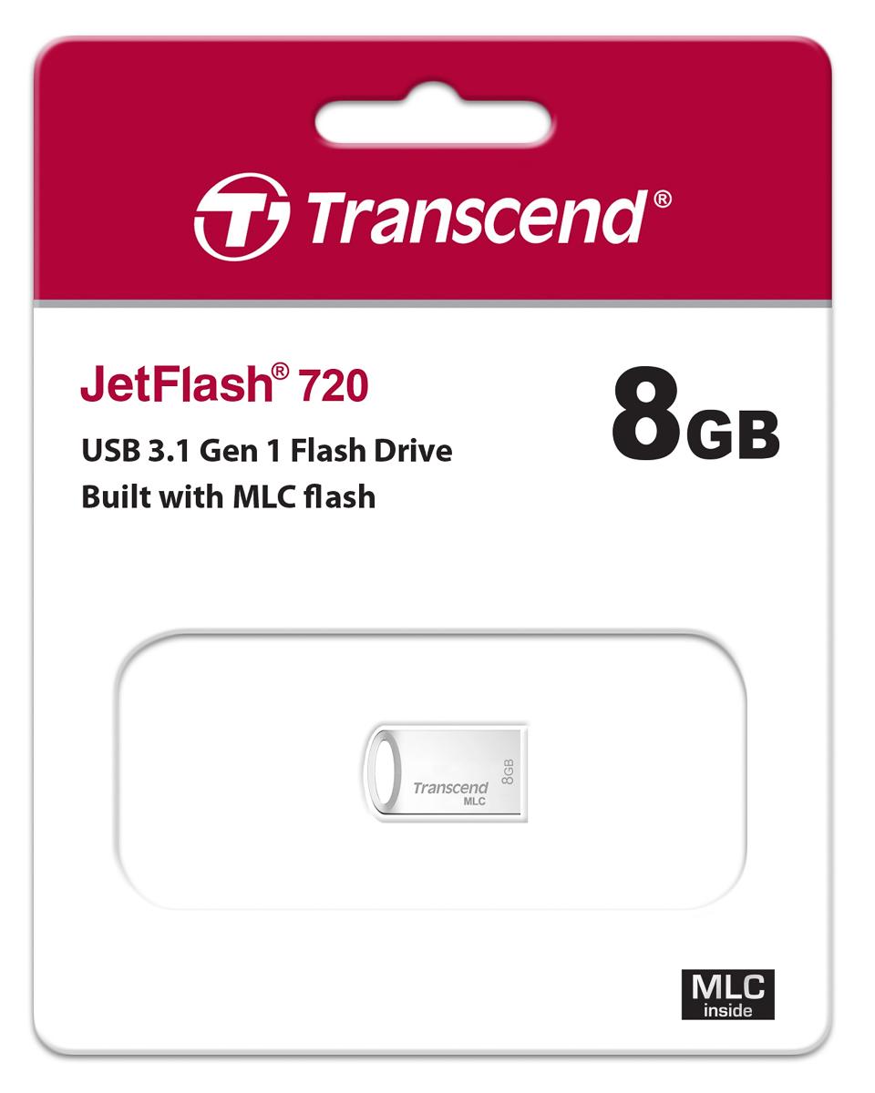 Produktfoto 1 von Transcend MLC, USB-Stick, 8 GB, USB 3.1, JetFlash 720, Industrieausführung